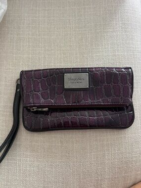 Simply Vera Vera Wang Deep Plum Croc-Embossed Wristlet